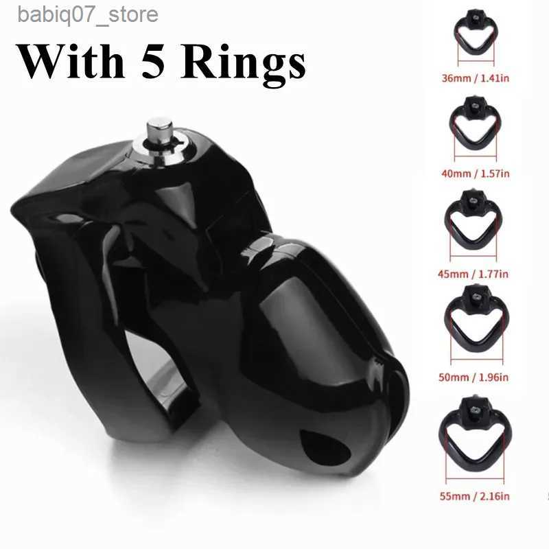 Other Massage Items New HT-V5 Chastity Cage Set with 36/40/45/50/55mm penis ring suitable for male restraint training device rooster lock fetish-image-957817737