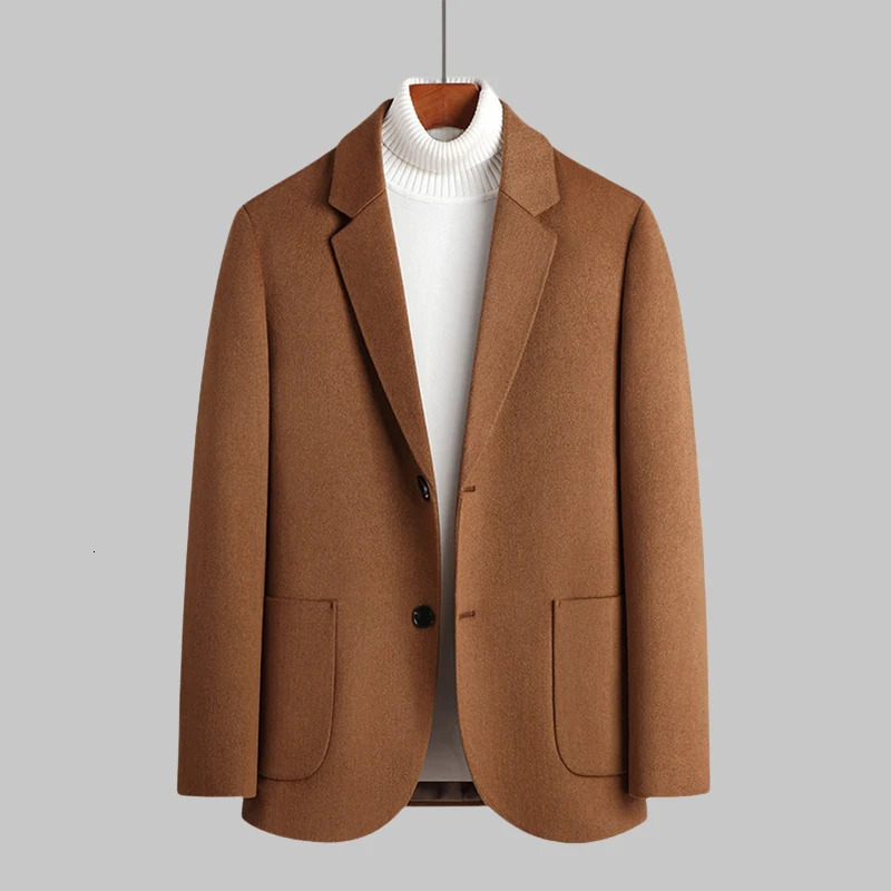 Mens Fashion Business Casual Slim Wool Gentleman Solid Color Korean Version Evening Dress Officiating Wedding Blazer 240321