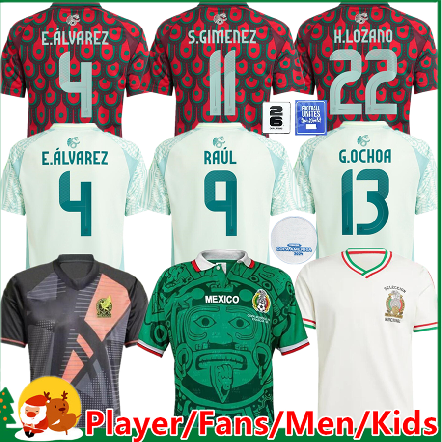 2024 Mexico soccer jersey H. LOSANO CHICHARITO G DOS SANTOS S.GIMENEZ 24 25 Men women kids kit sports football shirt sets training MEXICAN home away uniform Goalkeeper 