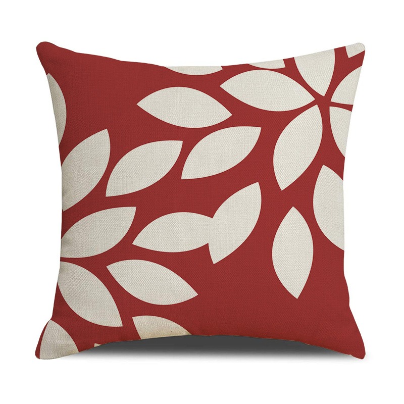 pillow case garden cushion in recycled polyester woven printed leaves pattern 45X45cm linen cushion cover-image-957640121