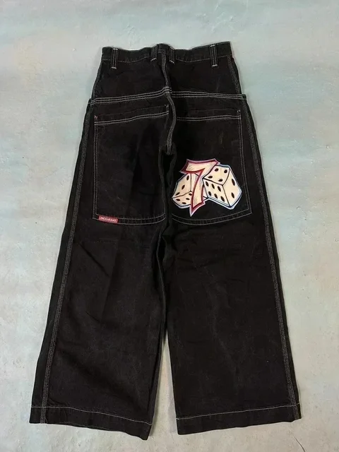 Jnco High Quality Embroidered Street Graphic Jeans Y2k Hip Hop Loose Baggy Jeans Men Women 2000S Clothing Aesthetic Harajuku Wide Leg Jeans Skateboa