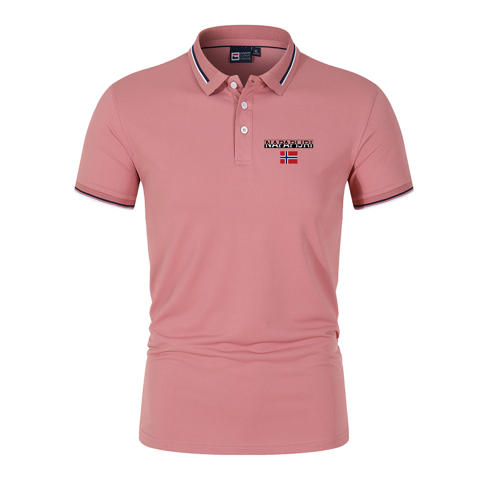2024 New Summer Fashion Polo Shirt Men's casual short sleeved flip collar slim fit jogging fitness men's T-shirt-image-957859456