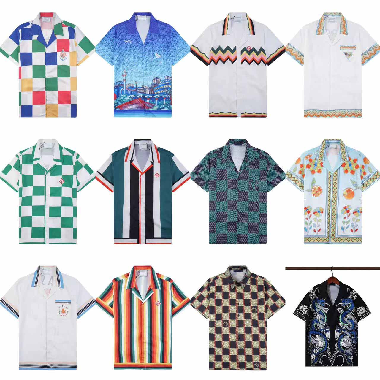Nouveaux chemises de créateurs Shorts de plage Hommes Mode Lettre Imprimer Bowling Chemises décontractées Hommes Manches courtes Hawaii Robe Chem
