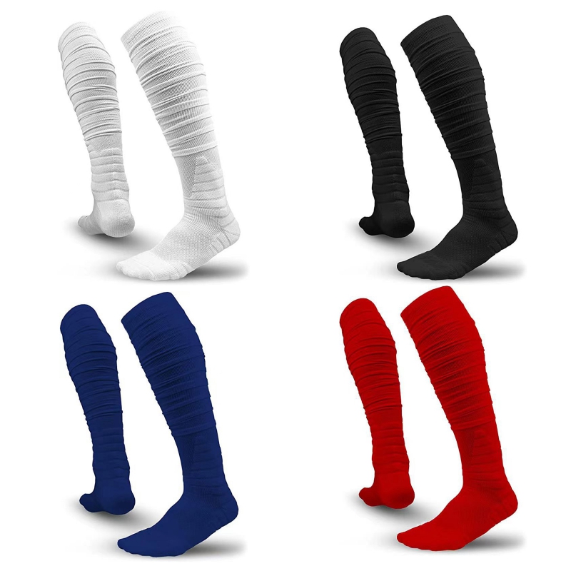 1Pair Football Socks Anti-slip Underfoot Athletic American Football Extra Long Padded Scrunch High Quality Sports Socks