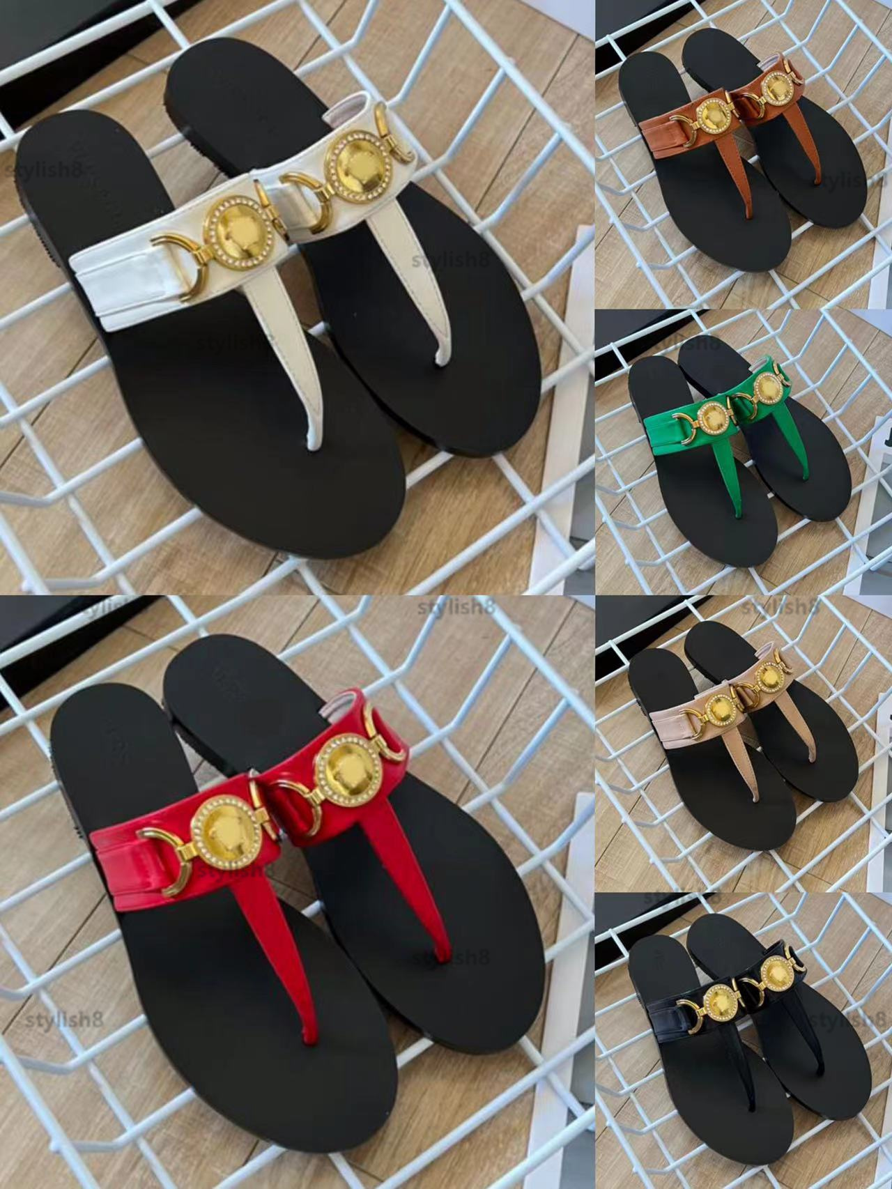 Beach Women Slippers Luxury Summer Flat Flip Flops Black White Pink Orange Gold Fashion Ladies Slides Sandals-image-958032031