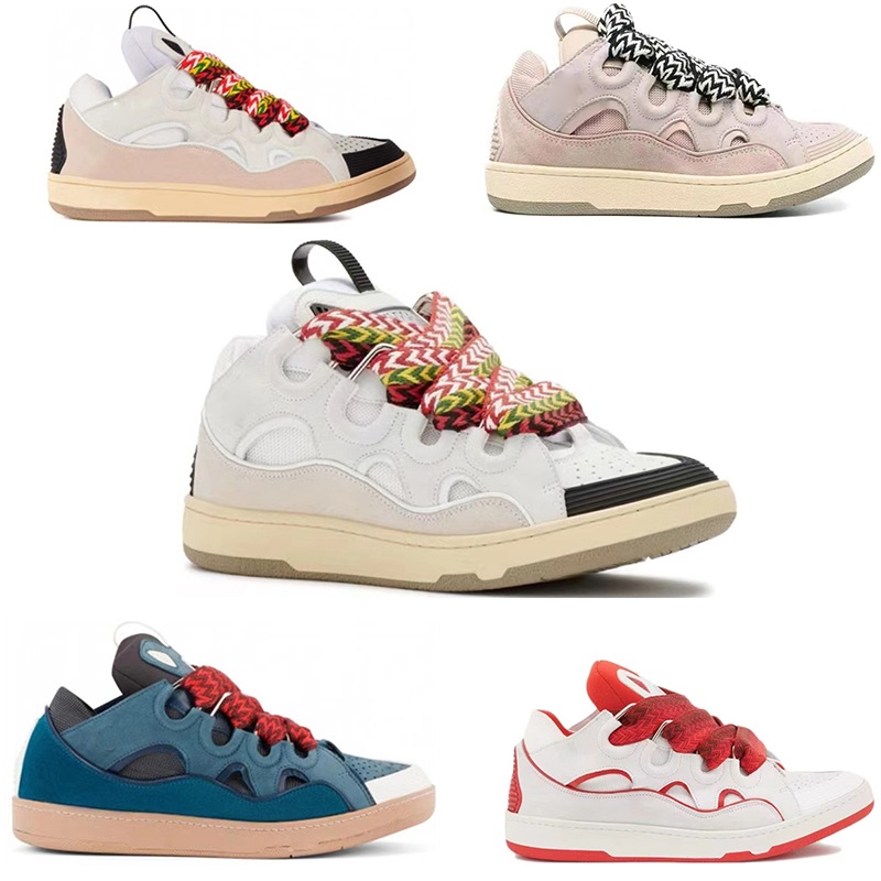 Chaussures décontractées de luxe pour femmes et hommes Plate-forme chaussure en cuir noir rose marron appartements baskets de marche mode Paris f