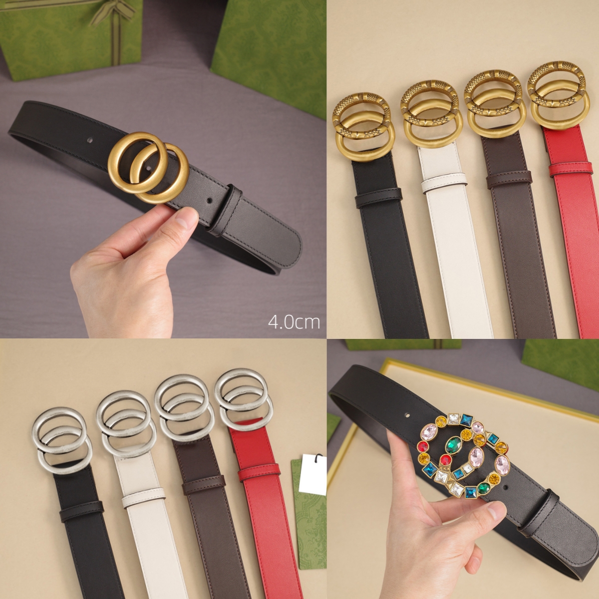 Designer Belt Men Genuine Leather Belts Width 4CM for Man Woman Cowskin Fashion Smooth Buckle Silver Snake Stone Letters Design 12 Option-image-880111209