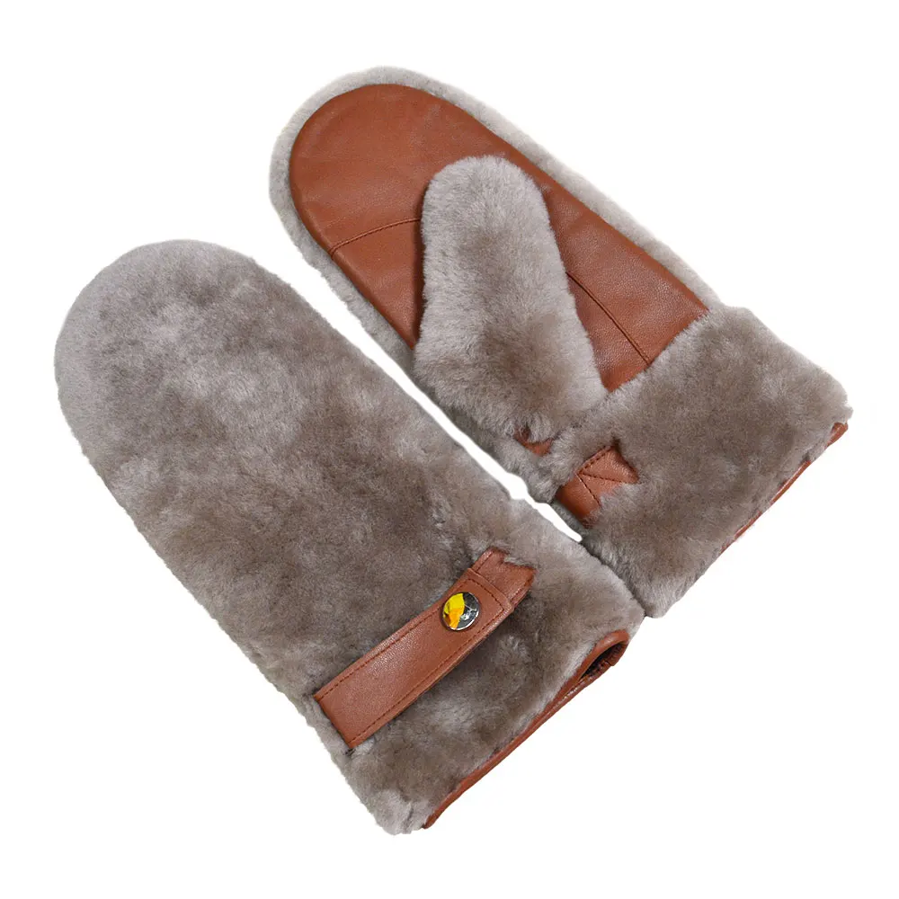 Five Fingers Gloves Real Fur Sheepskin Gloves Women's Winter Mittens Cold Warm Men's Leather Thicken Mitten Sheepskin Winter Gloves for Me
