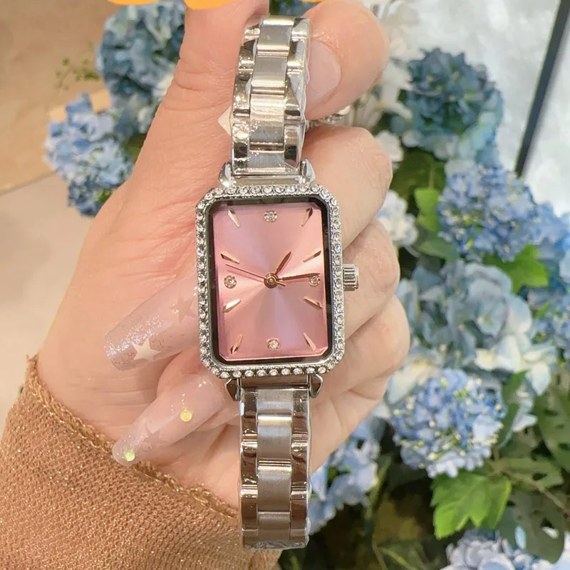 dress luxury lady watch top brand stainless steel band womens wristwatches rectangle dial diamond designer watches for women mothers day christmas b