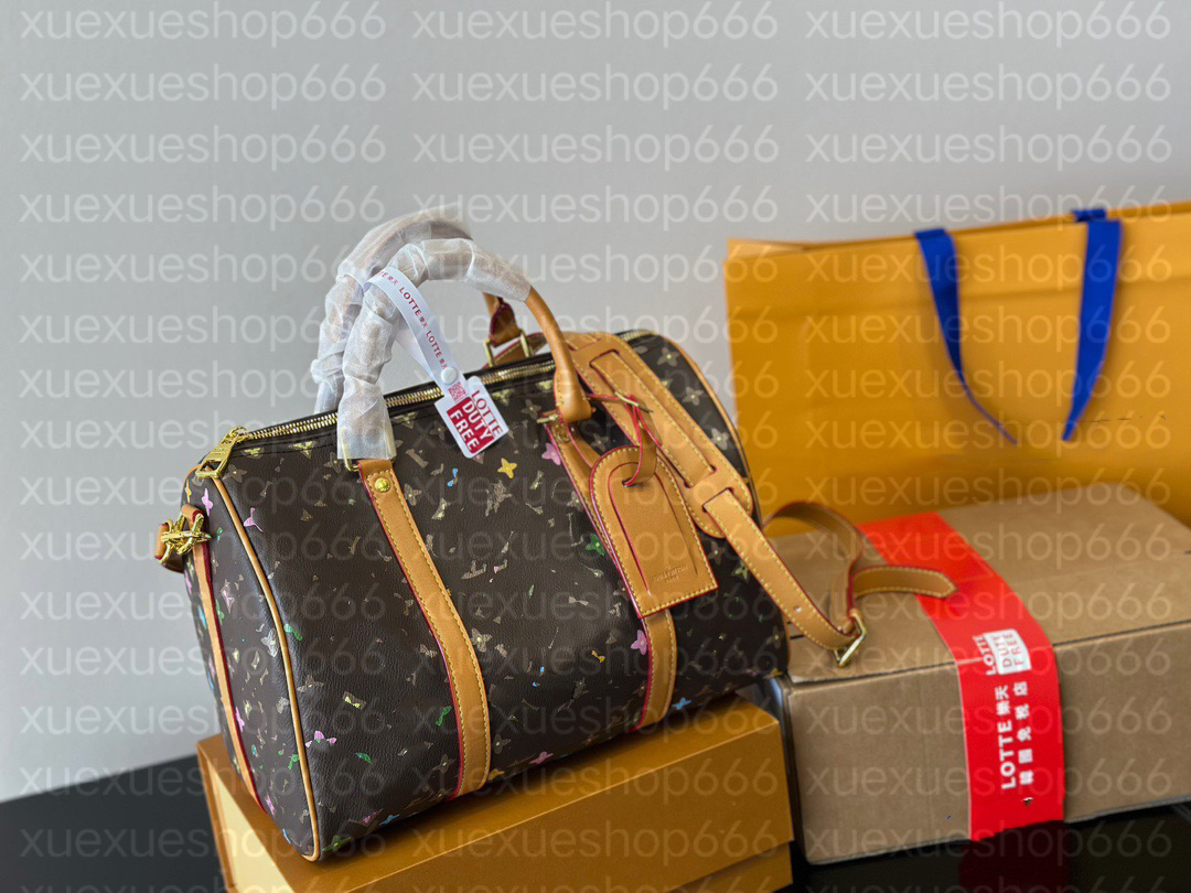 Luxury Bags Women Duffel Bags Color Letter Graffiti 30 40 Handbags Brand Shoulder Bags Couples Storage Totes Designer Ladies Crossbody Bags Purse-image-958627401