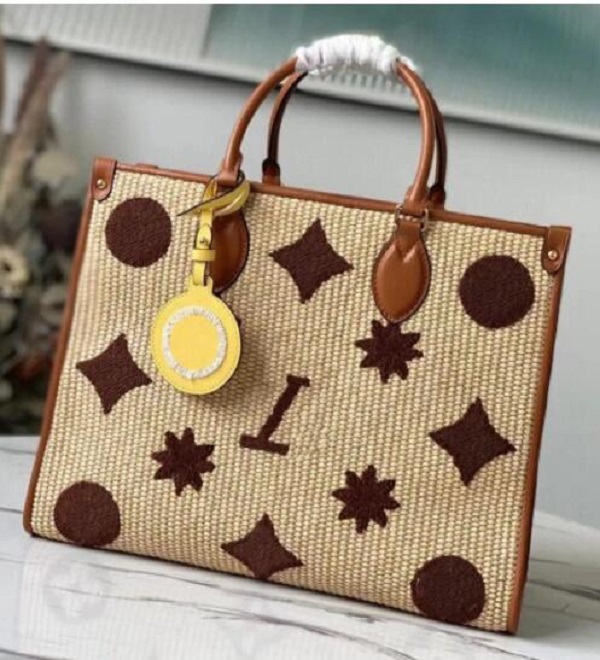 2024 Fashion Designer leather Straw Handbag Crossbody Purse Shopping Bag 57644-image-958526078