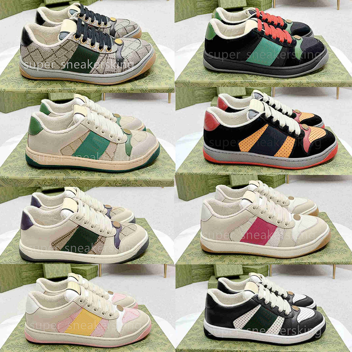 Chaussures de créateurs Marque Couple Stripe Baskets Mode Cuir Sale À Lacets Tennis Chaussures Basses Toile Baskets Hommes Femmes Sneaker