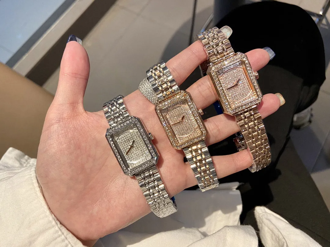 2023 NEW classic designer watch womens fashion simple Watches diamond square Full Stainless steels Women gold silver color cute Wristwatches C251