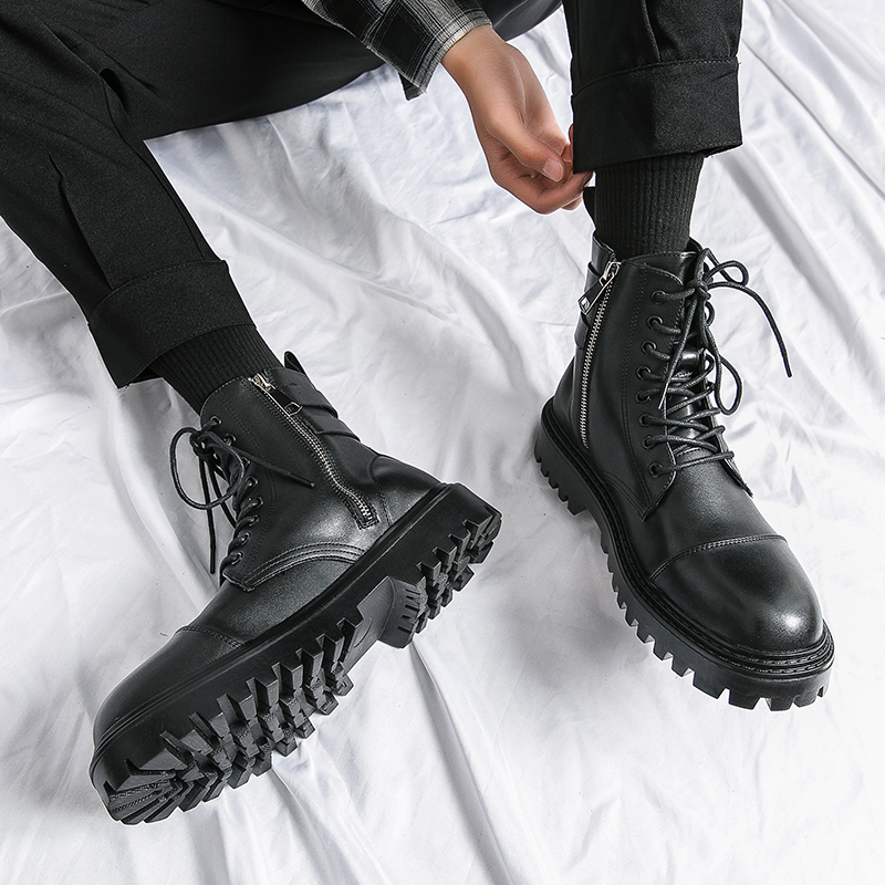 New Thick Sole Casual Leather Business Korean Mens Designer Brand Formal Dress Shoes for Men Ankle Boots 4f29