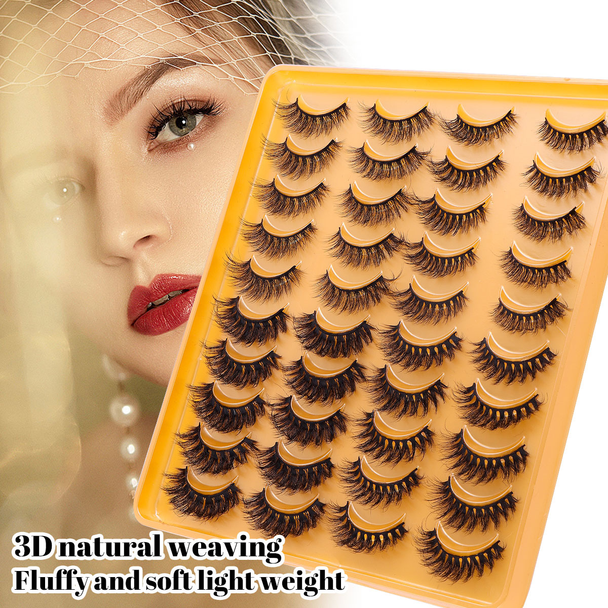 Soft Light 3D Natural Fluffy Lashes Full Strip Handmade Reusable Multilayer 3D Mink Fake Eyelashes Extensions Dense Slender Lashes-image-958438369