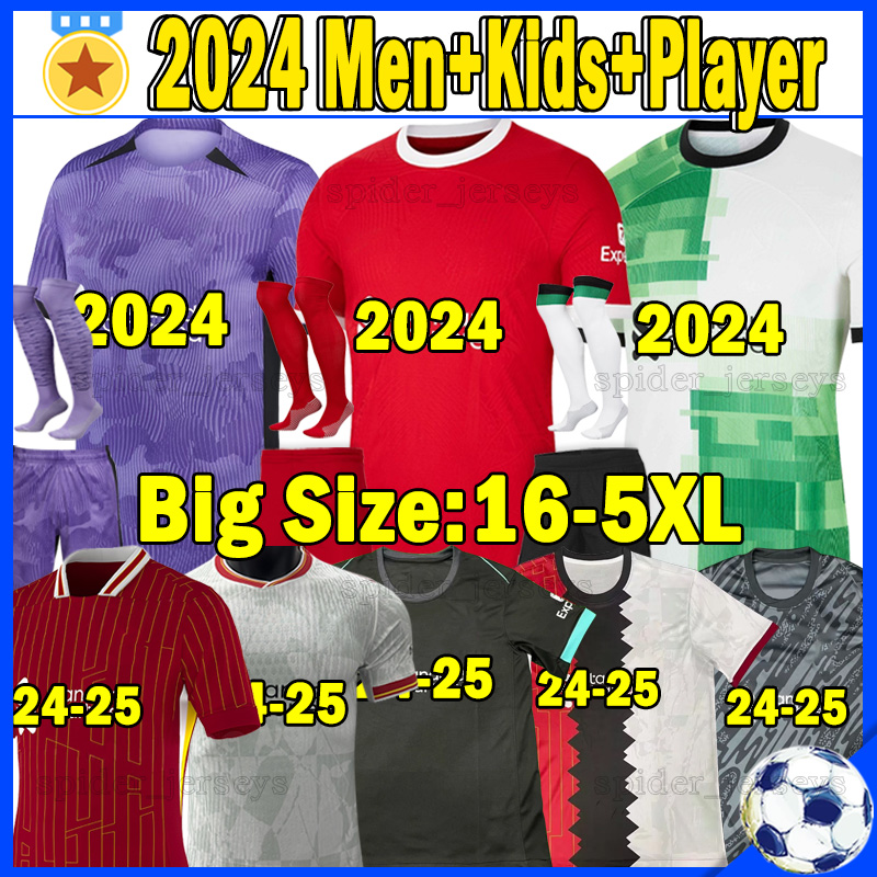 4XL 5XL 2024 DARWIN Soccer Jerseys M.SALAH MAC ALLISTER THIAGO GAKPO SZOBOSZLAI LUIS DIAZ VIRGIL DIOGO J. Player Version Football Shirt A.BECKER Goalkeeper Men Kids Kit 