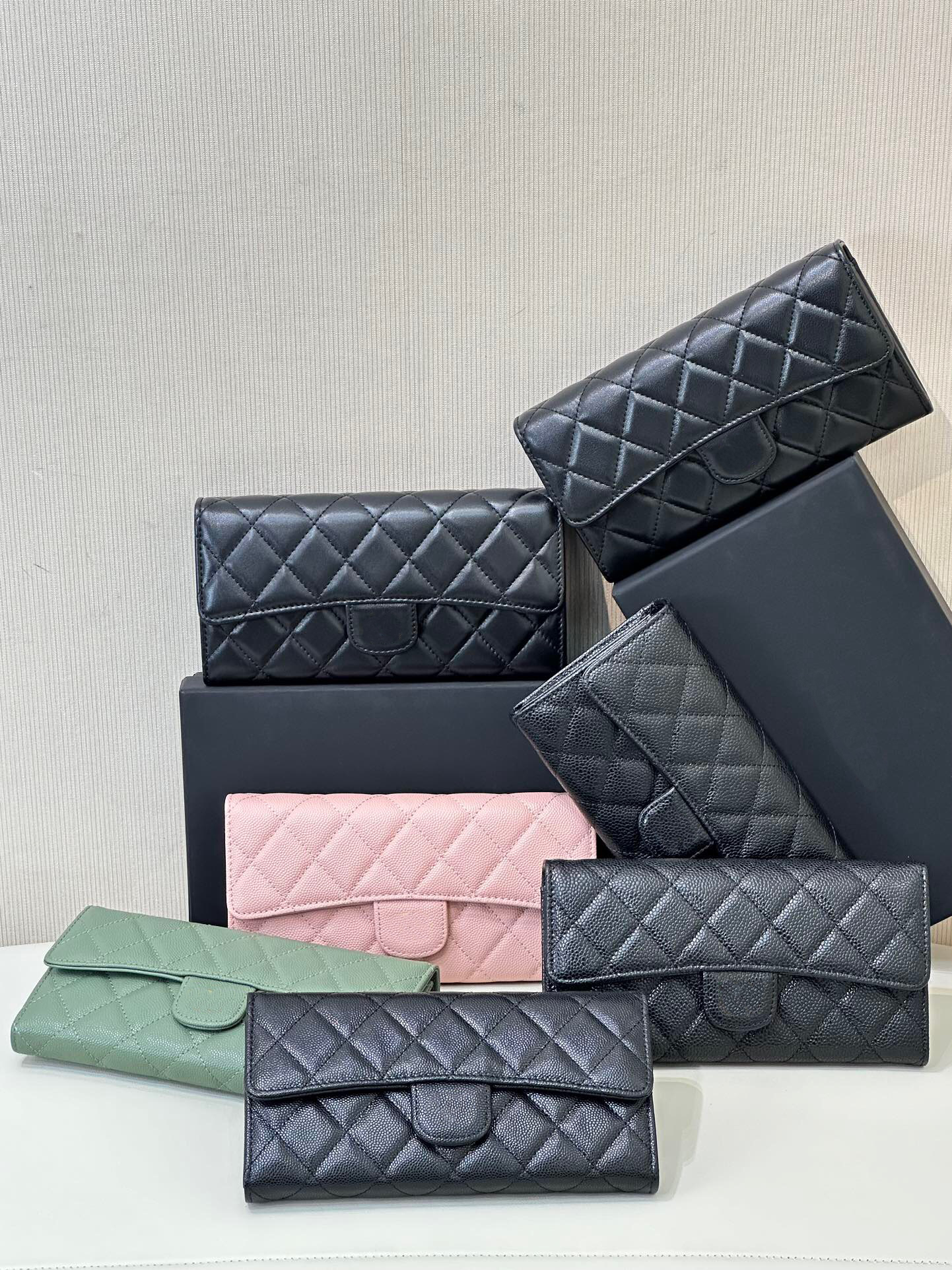 10A upgraded magnetic hasp metal zip handles chip authentication mini caviar sheepskin womens chain wallets with box purses shoulder bag crossbody b