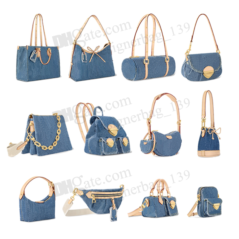Designer bag vintage denim bag women cross body Luxury handbags Hobo Shoulder Bags high quality Blue Denim flower messenger purses 