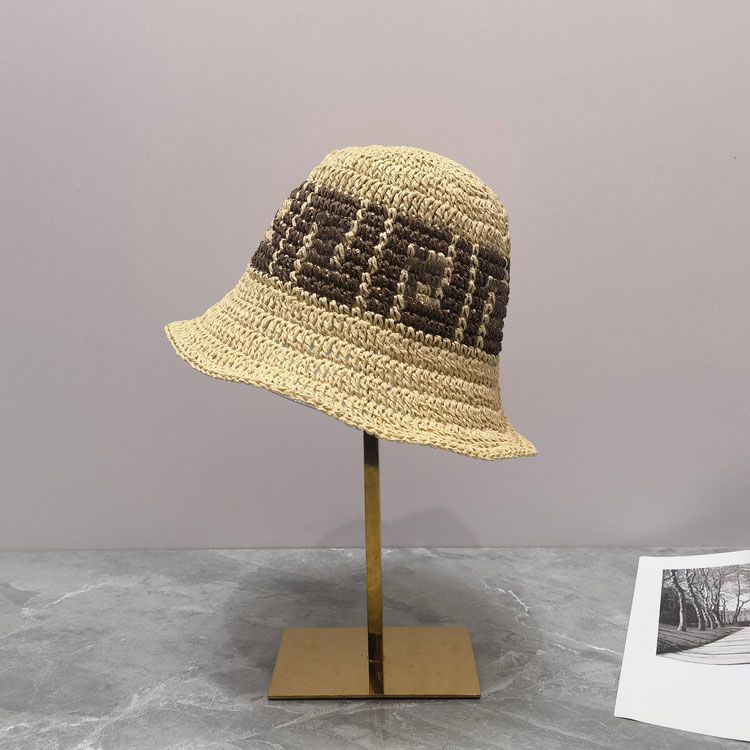 Designer Bucket Hat Wide Brim for Women Luxury Vacation Beach Hat Sun Prevent Casquette-image-971475514