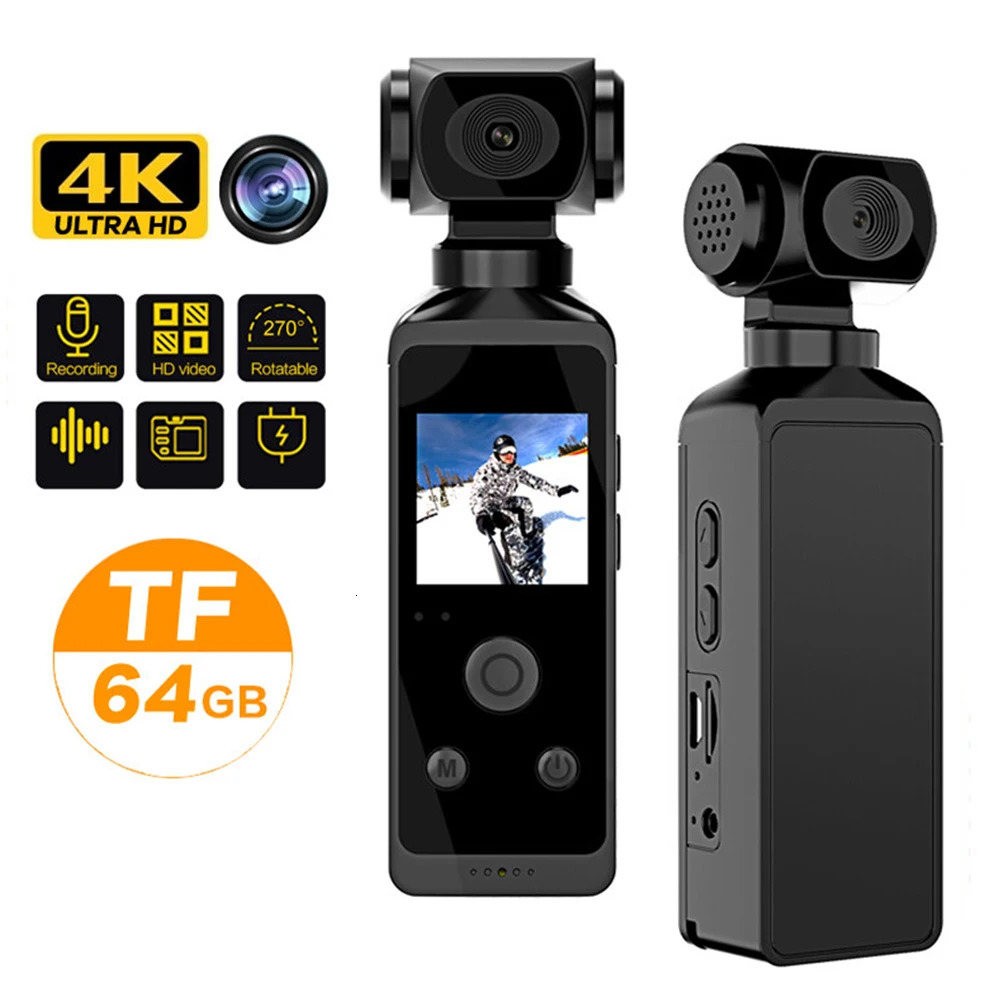 4K Ultra HD Pocket Action Camera 270° Rotatable Vlog Wifi Mini Sports Cam Waterproof Case Helmet Travel Bicycle Driver Recorder 240418-image-1066323297
