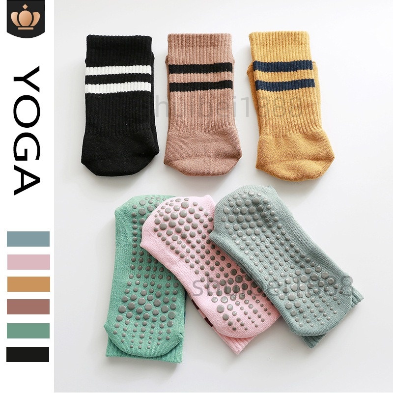 yoga sports socks gym socks medium length socks pure cotton anti slip silicone indoor fitness pilates womens tennis jogging cycling sports socks-image-971482369
