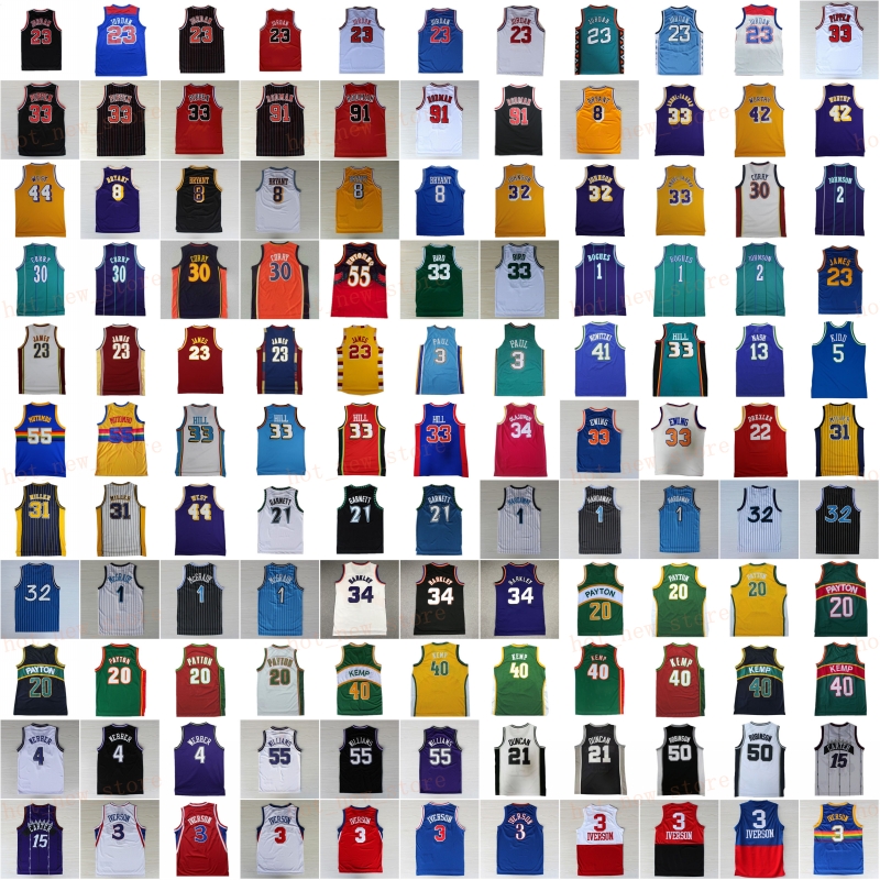 Classic Retro Basketball Jersey Vintage Iverson Allen Bogues Johnson Mourning Miller Anthony Webber Stojakovic Williams Thomas Hill Duncan Robins-image-971314676