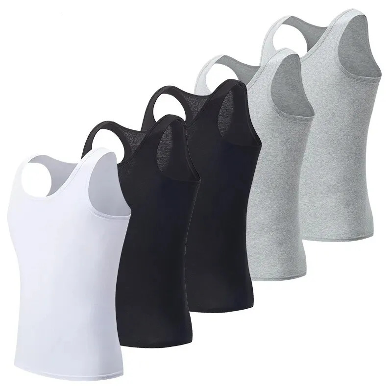 5pcs Men Four Seasons Cotton Vest Tshirt Young MENS Comfortable Plussize Sleeveless Tstyle Fitness Clothes European Editio 240430