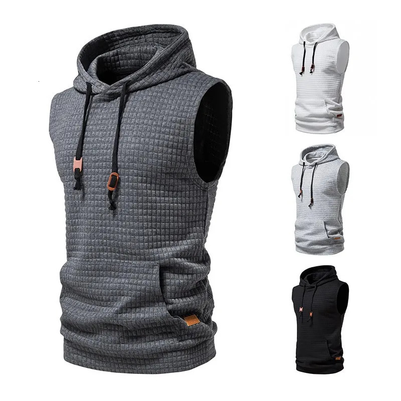 Mens Sleeveless Hoodies Fashion Casual Zipper Hooded Sweatshirt Men bodybuilding tank top sporting Shirt waistcoat vest gym 240430