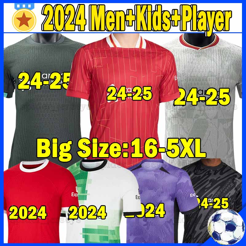 4XL 5XL 2024 DARWIN Soccer Jerseys M.SALAH MAC ALLISTER THIAGO GAKPO SZOBOSZLAI LUIS DIAZ VIRGIL DIOGO J. Player Version Football Shirt A.BECKER Goalkeeper Men Kids Kit 