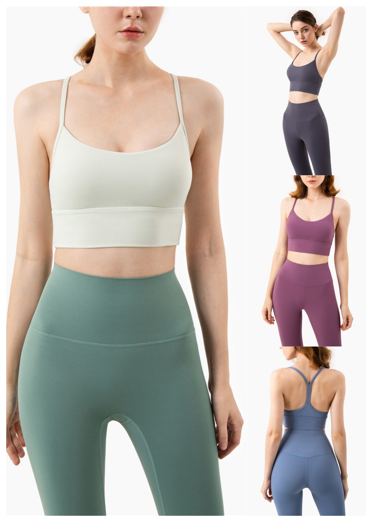 Yoga Suits 2 Piece Sports Bras Top+Leggings Front Ruching Wild Things Bra High-Rise Sweatpants Elastic Tight T-Line Pants Breathable Soft Gym Str-image-971741830