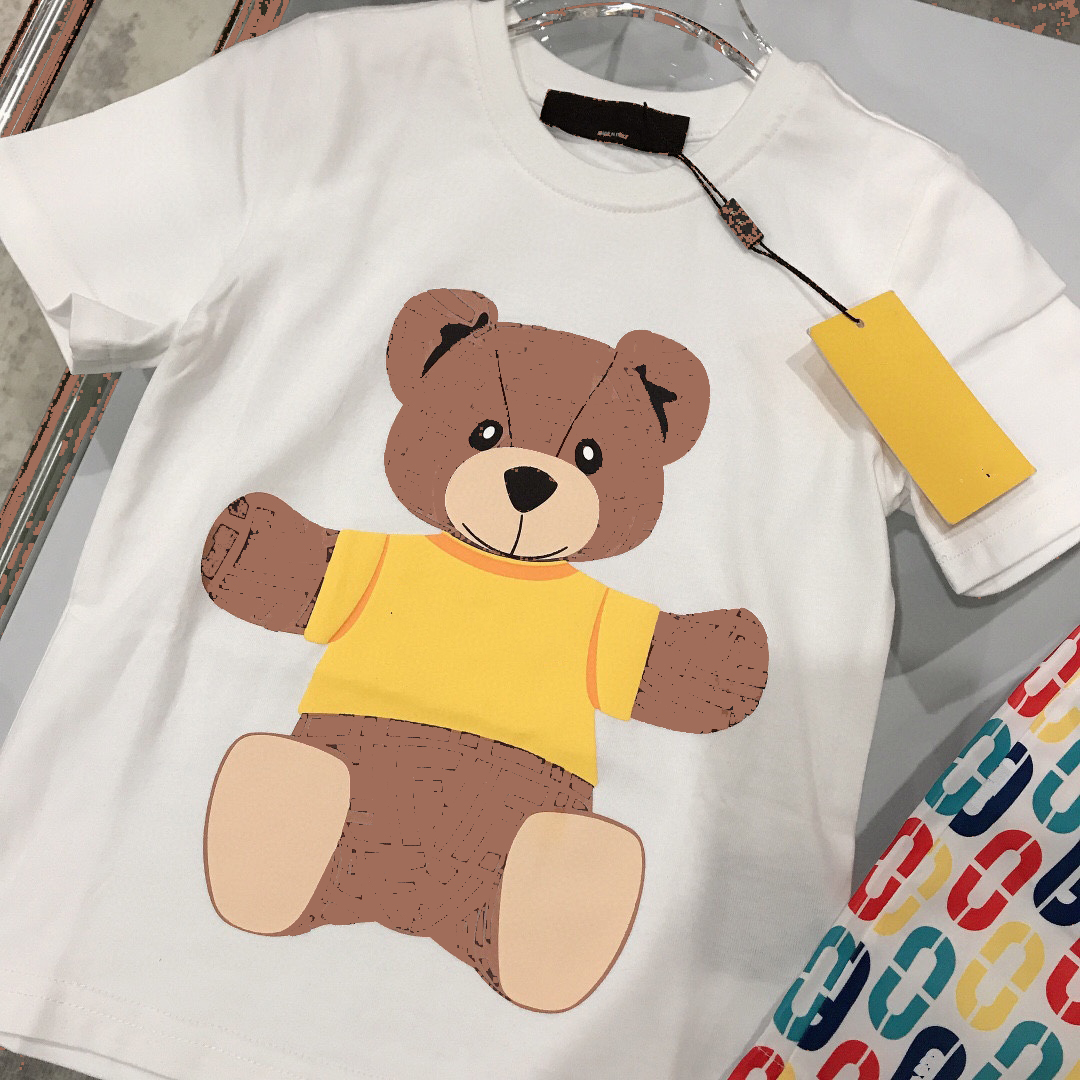 Summer Clothing Sets Boys T-shirt Print Designer Kids Clothes Girl Sports Two-piece Round Neck Short Sleeve Pants Quick Delivery 80-160cm-image-971810517