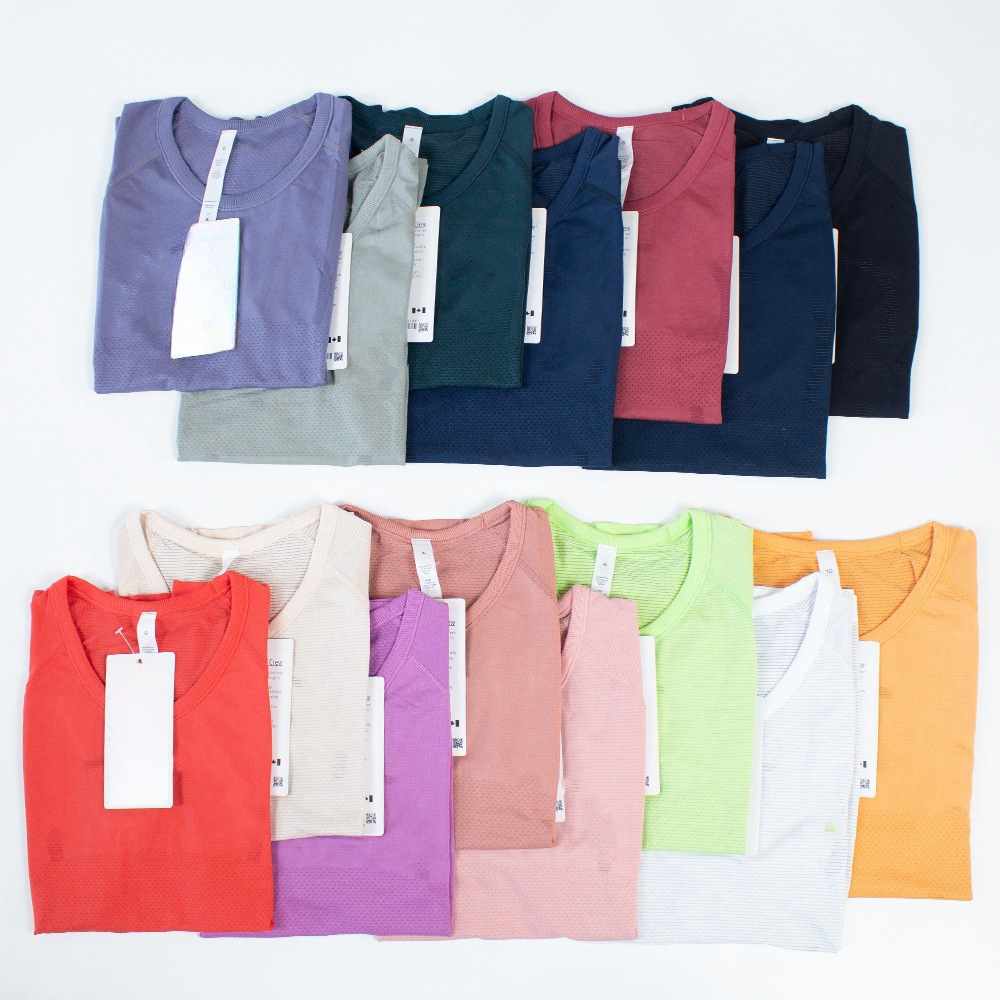 yoga vest women shirts yoga short sleeve t-shirt knitting quick dry breathable athletic shirts running workout yoga top tee active shirt for wome-image-972323902