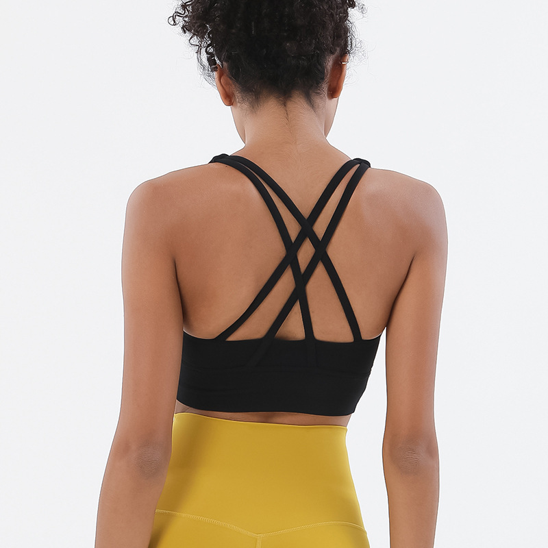 yoga bra Sports Bra Shockproof Cross Straps Bra Yoga Outfit Running Gym Sport Tank Top Free Widen Hem Push Up Workout Fitness Undershirt Women Cr-image-972256074