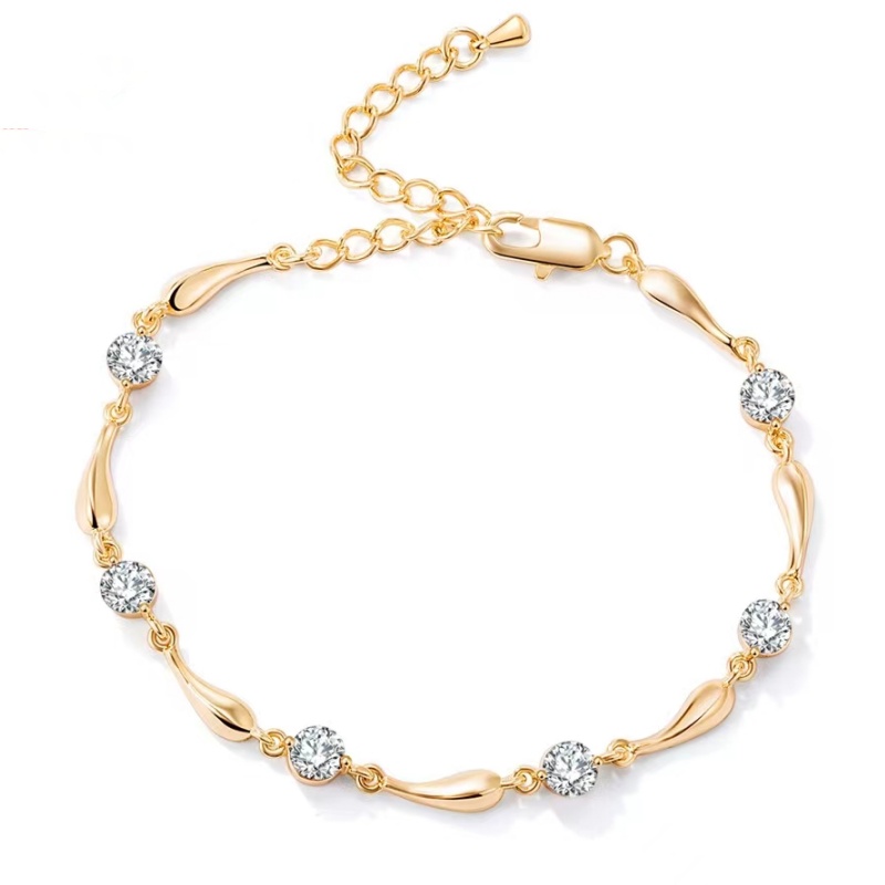 18K Yellow Gold Plated CZ Little Waterdrop Foot Chains Anklets Link for Girls Women for Wedding Party