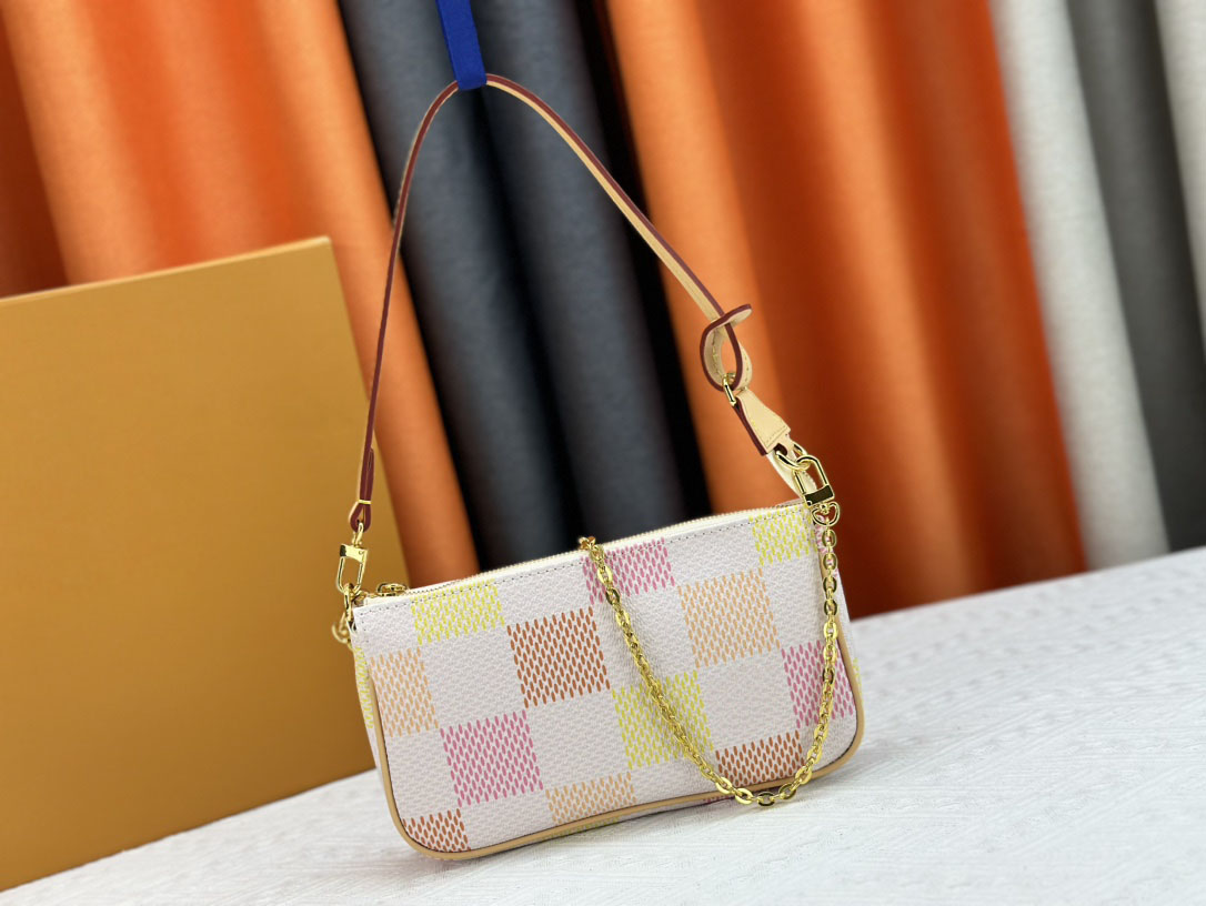 2024 Nouvelle série Pochette Damierlicious Accessoires Sac Classic Tote Sac avec embrayage Gradient Lattice Band Purs à main Fomes Fashion Sacs S