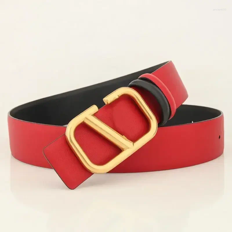 Ceintures en cuir authentique réversible femme conception de ceinture épaisse taille V 4cm largeur pour la robe chic fête