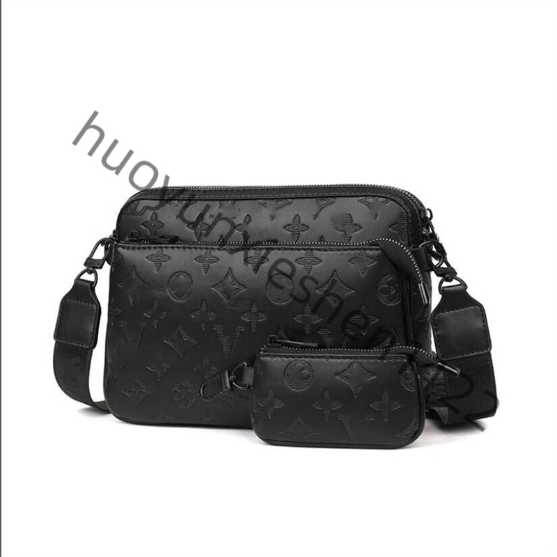 2024 Sacs de créateurs en cuir authentiques de qualité 5A 3PCS Sacs de messager noir détachable Men Men Crossbody 3 in 1 en 1 ensemble Femme Sac