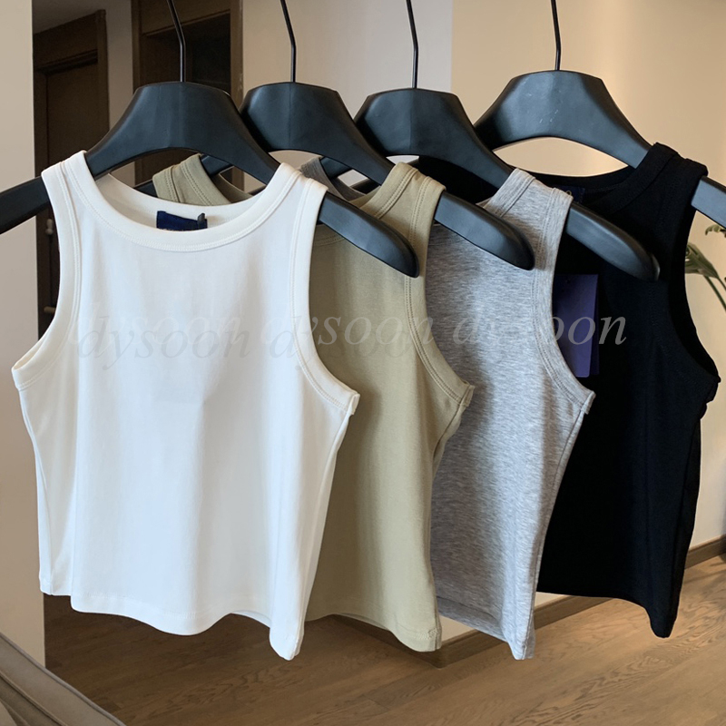 Women Tank Top Chest Embroidered Pattern Size S-M Cotton Vest With Dust Bag 26868-image-972543169
