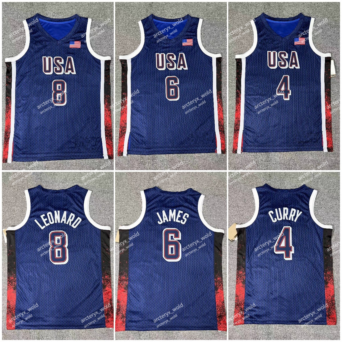 2024 Team USA Kawhi Leonard James Stephen Curry Dream Team US Mens Blue Basketball Jerseys Paris New 