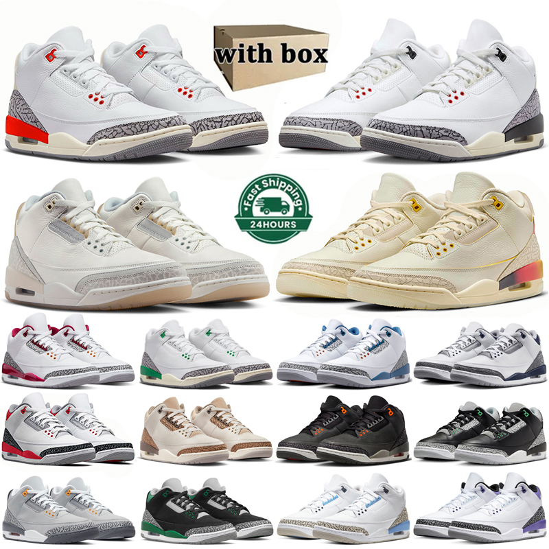 Chaussures de basket-ball saut homme 3s hommes femmes blanc ciment repensé feu rouge ivory minuit marine Palomino Georgia peach True Blue Mens Ou