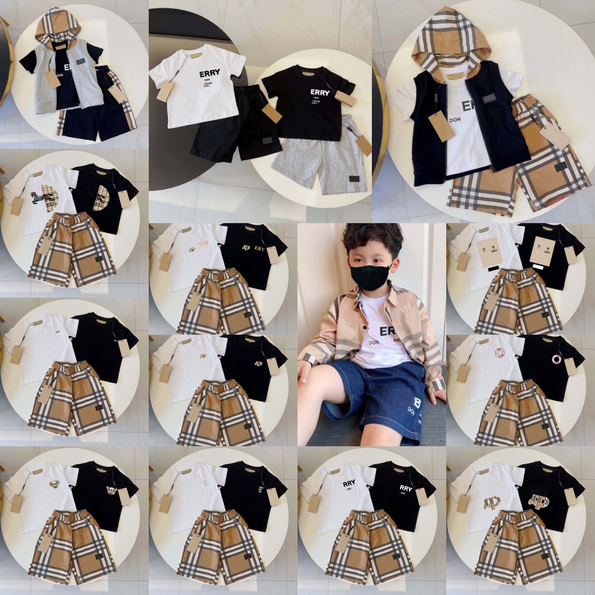 kids clothing printing T-Shirt sets designer brand boys girl short skirt set summer children Youth clothes Soft breathable short sleeved set size-image-863184748