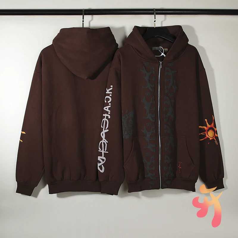 Men's Hoodies Sweatshirts Vintage Street CACTUS Jacket Winter Wool foam Tiger Letter Printed Zipper Sweatshirt Mens Hoodie Q240506-image-973036644