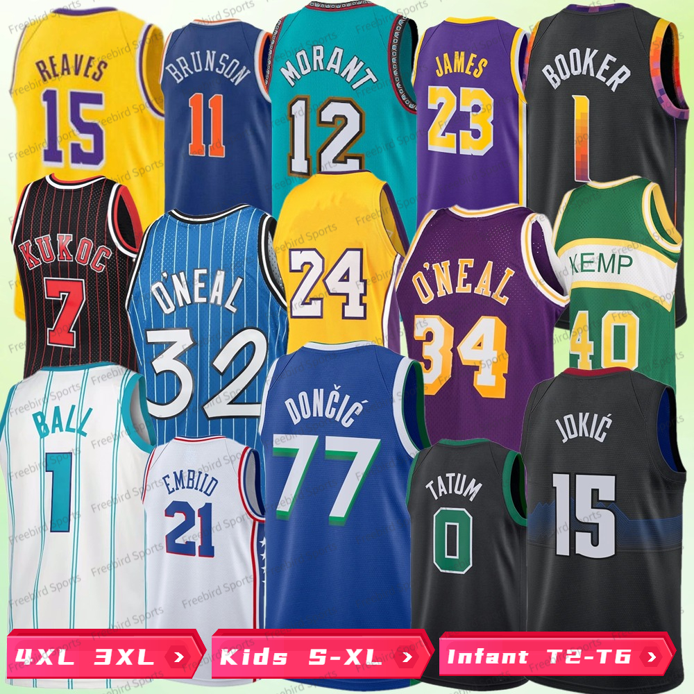 Big Size 3XL Basketball Jersey Men Kids infant EWING JAMES Durant Iverson Bird Shaq Jalen Bruns Tatum 30 Curry Doncic Reaves Edwards Gordon Jokic-image-973047674