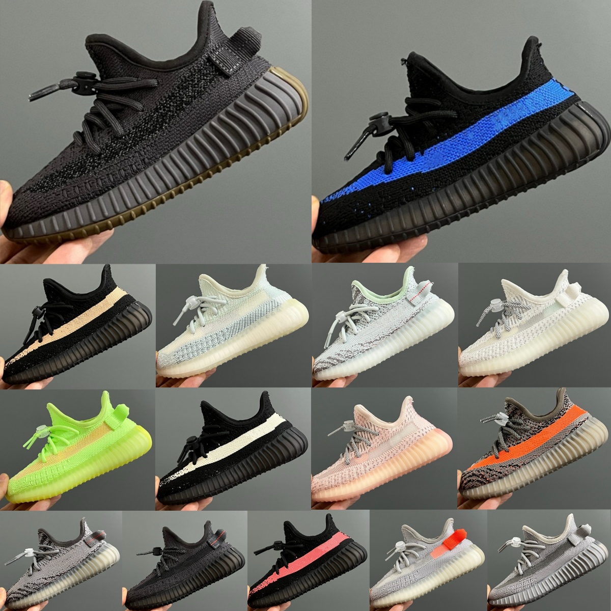 Kids Shoes Running Sneakers Boys Girls Designer Trainers Children kid Youth Toddler Sport Shoe Black Cloud White Blue Tint Cinder Glow Pink Stati