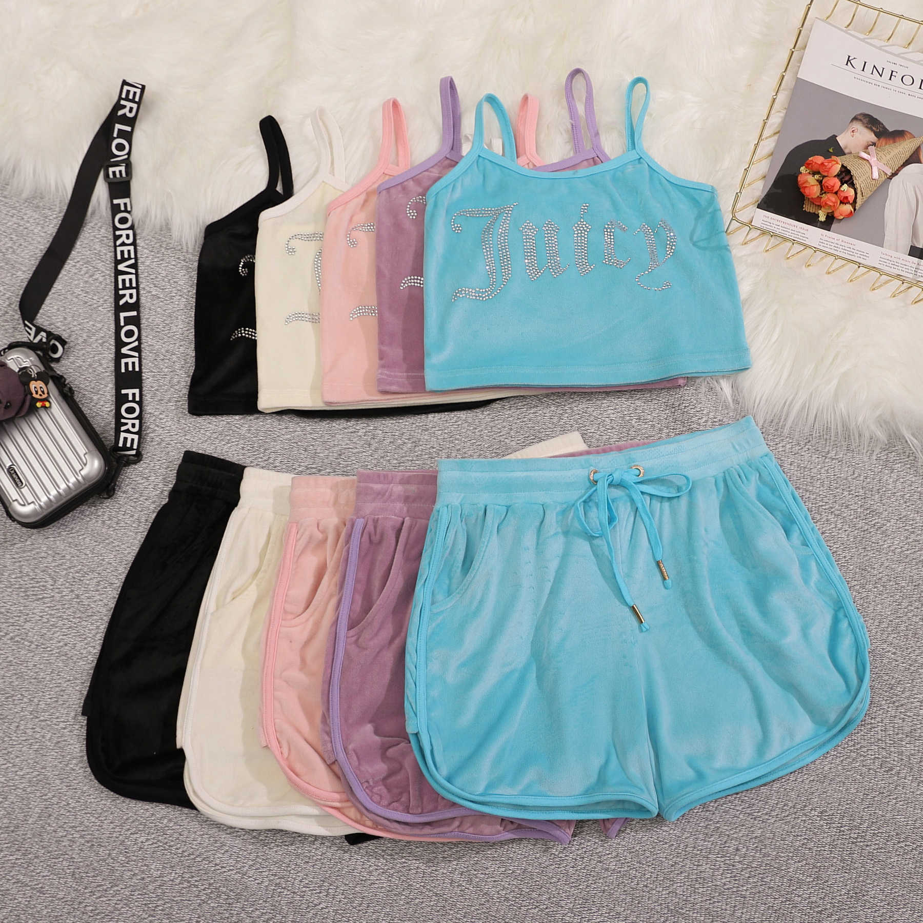Women's Tracksuits 2 Pieces Sexy Fashion Tube Crop Top Casual Drstring Shorts Set Loose Women Summer Clothes Tracksuit Q230909-image-868470476