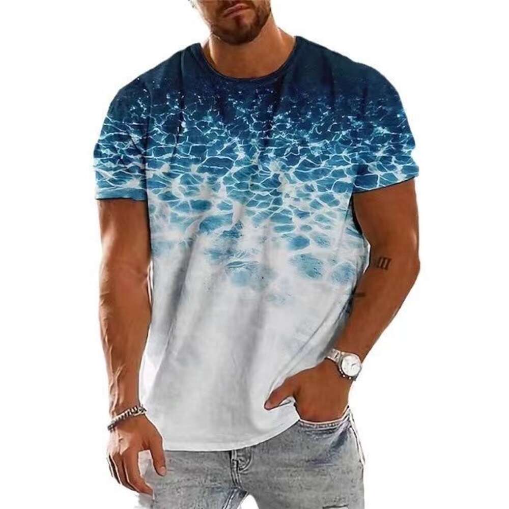Kort casual t-shirt kleding voor heren in digitale gedrukte t-shirt 3D-digitaal bedrukt