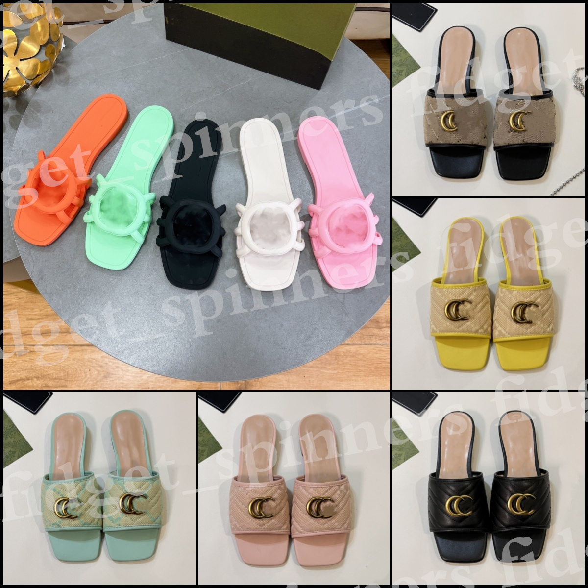 Fashion Designer Women Sandals Cut-outs Letters G Rubber Soles Slippers Size EU35-41-image-973344491