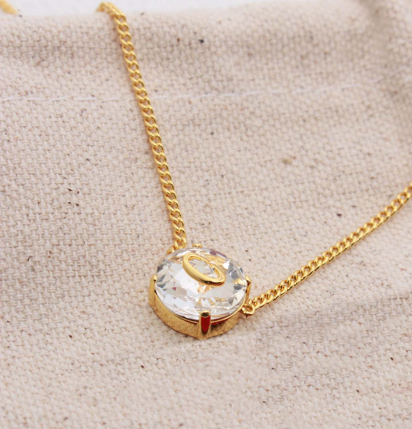 Luxury quality charm one crystal beads pendant necklace in 18k gold plated have stamp choker PS3586B
