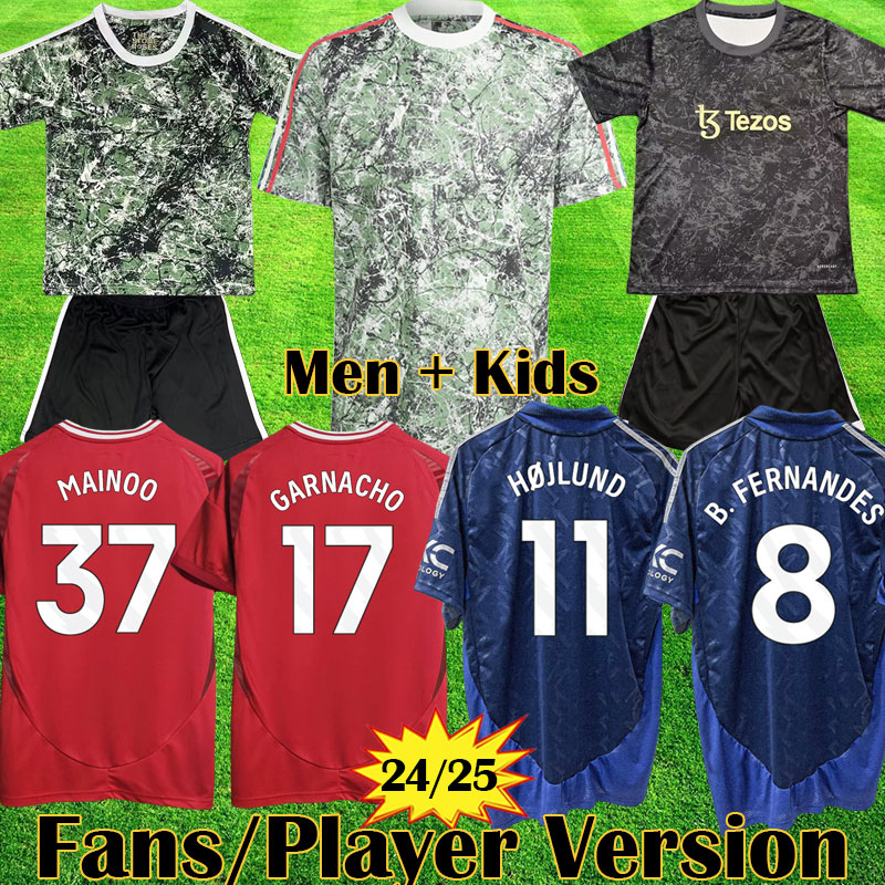 3XL 4XL 23 24 25 MAINOO HOJLUND CASEMIRO soccer jerseys GARNACHO Fans Player version FERNANDES MOUNT football shirt Stone Roses Collection kit 2023 2024 2025 kids set 