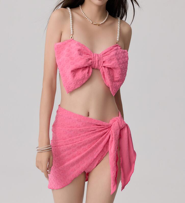 Sexy bikini swimsuit swimming for women luxury pearl lovely pink bowknot designer swimwear swim suit spring bathing suits summer beach maillot de-image-1093685910